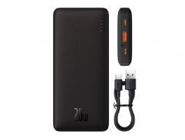 BASEUS AIRPOW vésztöltő USB+Type-C aljzat (10000mAh, 20W, PD gyorstöltő 3.0, LED jelzés) FEKETE