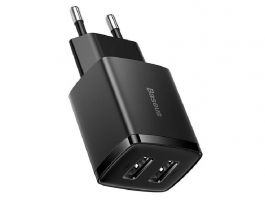 BASEUS COMPACT hálózati töltő 2 USB aljzat (10.5W, gyorstöltő) FEKETE