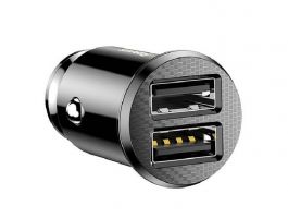 BASEUS GRAIN autós töltő 2 USB aljzat (15W, túlfeszültség elleni védelem) FEKETE