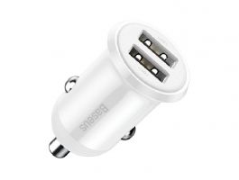 BASEUS GRAIN PRO autós töltő 2 USB aljzat (24W, gyorstöltő) FEHÉR