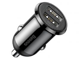 BASEUS GRAIN PRO autós töltő 2 USB aljzat (24W, gyorstöltő) FEKETE