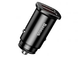 BASEUS SQUARE autós töltő 2 USB aljzat (30W, PD gyorstöltő 3.0) FEKETE
