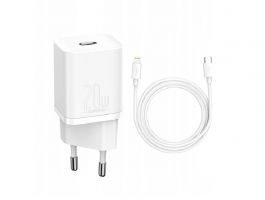 BASEUS SUPER SI hálózati töltő Type-C aljzat (20W, PD gyorstöltő + Type-C - lightning kábel) FEHÉR