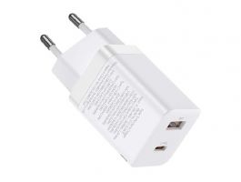 BASEUS SUPER SI PRO hálózati töltő USB+Type-C aljzat (30W, PD gyorstöltő 3.0) FEHÉR