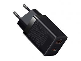BASEUS SUPER SI PRO hálózati töltő USB+Type-C aljzat (30W, PD gyorstöltő 3.0) FEKETE