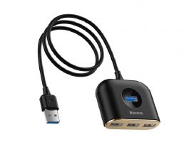 BASEUS USB HUB (passzív, elosztó, 4 USB aljzat, 100cm kábel) FEKETE