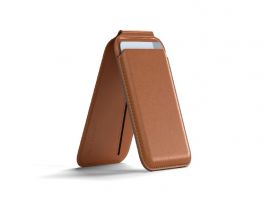 Satechi Vegan-Leather Magnetic Wallet Stand (iPhone 12/13/14/15 all models) mágneses mobiltok, barna (ST-VLWN)