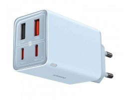 Baseus GaN6 Pro hálózati gyorstöltő 65W, 2xUSB Type-C + 2xUSB Type-A, 1m kábellel, kék (P1016270131300)