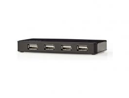Nedis 7-portos USB HUB, USB 2.0, aktív, 5V-os táppal (UHUBU2730BK)