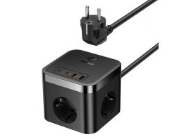 Baseus PowerCombo Cube 30W-os töltőállomás, 3db aljzat, 2 USB, 2 db Type-C csatlakozóval (E0006640011700)