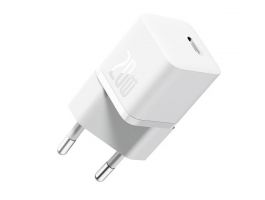 Baseus GaN5 Mini hálózati gyorstöltő 20W, USB Type-C, fehér (CCGN050102)