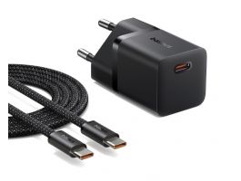 Baseus GaN5 Mini hálózati gyorstöltő 30W, USB Type-C, 1m kábellel, fekete (P1011090211300)