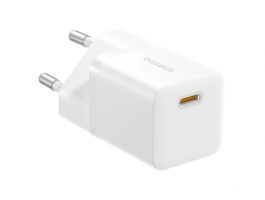 Baseus GaN5 Mini hálózati gyorstöltő 25W, USB Type-C, fehér