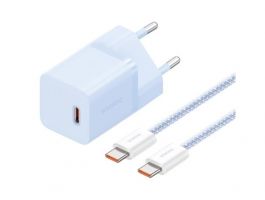 Baseus GaN5 Mini hálózati gyorstöltő 30W, USB Type-C, 1m kábellel, kék (P1011090231300)