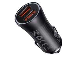 Baseus Golden Contactor Max autós gyorstöltő 60W, 2×USB Type-A, szürke (CGJM000013)