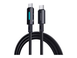 BASEUS adatkábel (Type-C - Type-C, 2.4A, 100W, PD gyorstöltő, 200cm, cipőfűző, törésgátló, LED kijelző) FEKETE (P10379000121-01)