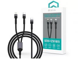 Devia Extreme Speed Series 60W+12W Type-C/Type-C + Lightning adat- és töltőkábel 1.2m (ST111653) fekete