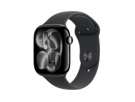 Apple Watch Series 11 GPS + Cellular 46mm-es kozmoszfekete alumíniumtok, fekete sportszíj – M/L (MFC44MP/A)