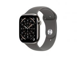Apple Watch Series 11 GPS + Cellular 46mm-es natúr titántok, kőszürke sportszíj – M/L (MFCX4MP/A)