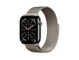 Apple Watch Series 11 GPS + Cellular 46mm-es natúr titántok, natúr milánói szíj – M/L (MFD04MP/A)