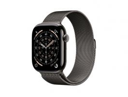Apple Watch Series 11 GPS + Cellular 46mm-es palaszürke titántok, palaszürke milánói szíj – M/L (MFD44MP/A)