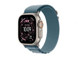 Apple Watch Ultra 3 GPS + Cellular 49mm-es natúr titántok, világoskék Alpesi pánt – Small (MEWK4QH/A)