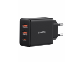 Baseus Cube hálózati gyorstöltő 30W, USB Type-C + 2×USB Type-A, fekete (P10111402113-00)