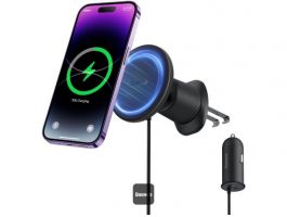 Baseus CW01 Magnetic szellőzőrácsra rögzíthető, vezeték nélküli autós telefon töltő és tartó, fekete (C40141000111-00)