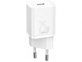 Baseus Super Si hálózati gyorstöltő 25W, USB Type-C, fehér + 3A USB Type-C, 1m kábel (TZCCSUP-L02)