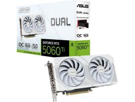 ASUS Dual GeForce RTX 5060 Ti 16GB DDR6 OC Videokártya (DUAL-RTX5060TI-O16G-WHITE)