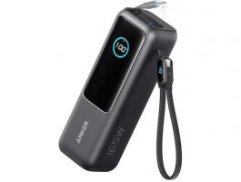 Anker Powerbank Zolo 25000mAh, 165W, Beépített USB-C kábel behúzható, fekete - A1695H11