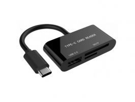GEMBIRD Kártyaolvasó, kompakt USB Type-C SDXC kombinált kártyaolvasó (UHB-CR3-02) fekete