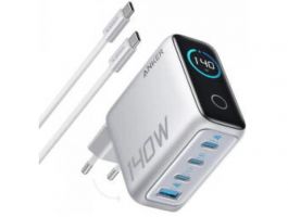 Anker Charger (140W, 4-Port, PD 3.1) with USB-C Cable Silver