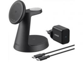 Anker MagGo Wireless Charging Station (3-in-1, Dock Stand) cable and charger bundle Black