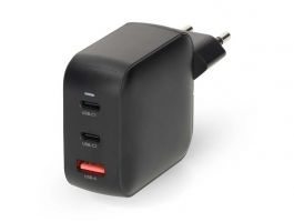 Nedis töltő 100 W, GaN, PD3.0 - 1x USB-A,  2x USB-C, fekete (WGCHA100WBK)