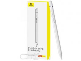 BASEUS SMOOTH WRITING - aktív, kapacitív érintő ceruza, lightning plug-in + póthegy, Apple Pencil kompatibilis (P80015806211-03) fehér