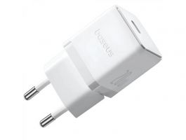 BASEUS PALM 1C hálózati töltő Type-C aljzat  - 20W, PD gyorstöltő 3.0 + Type-C kábel (P10111602213-01) fehér