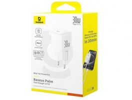 BASEUS PALM hálózati töltő Type-C aljzat - 30W, PD gyorstöltő 3.0 (P10111605213-00) fehér