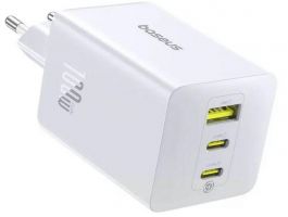 BASEUS ENERFILL FE11 hálózati töltő USB+2 Type-C aljzat (100W, PD gyorstöltő 3.0), fehér