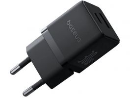 BASEUS PALM hálózati töltő USB+Type-C aljzat 30W + Type-C kábel (P1011160A113-01) fekete