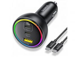 BASEUS autós töltő 2 Type-C aljzat - 152.5W, PD gyorstöltő 3.0 + Type-C kábel (C00036101111-00) fekete