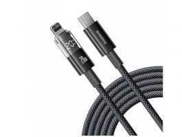 BASEUS DISPLAY II adatkábel - Type-C - lightning, 20W, gyorstöltő, 200cm (P10382703121-01) fekete