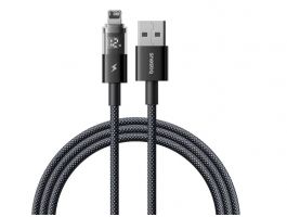 BASEUS DISPLAY II adatkábel (USB - lightning, 2.4A, gyorstöltő, cipőfűző, LED kijelző, 100cm), fekete