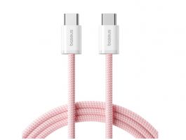 BASEUS DYNAMIC 4 adatkábel (Type-C - Type-C, 100W, PD gyorstöltő, cipőfűző, 200cm), rózsaszín