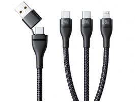 BASEUS FLASH SERIES III adatkábel 3in1 (Type-C/USB - 2 Type-C/lightning, PD gyorstöltő, 100W, 150cm), fekete