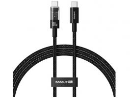 BASEUS GEM adatkábel (Type-C - Type-C, 100W, PD gyorstöltő, cipőfűző, 200cm), fekete