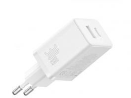 BASEUS CUBE hálózati töltő USB+Type-C aljzat (30W, GaN, PD gyorstöltő 3.0), fehér