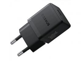 BASEUS PALM 1C hálózati töltő Type-C aljzat (30W, PD gyorstöltő 3.0 + Type-C kábel), fekete