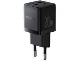 BASEUS PALM hálózati töltő USB+Type-C aljzat (20W, PD gyorstöltő 3.0 + Type-C kábel), fekete