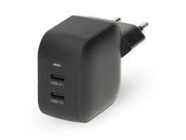 Nedis WGCHA45WBK 45W, GaN, PD3.0, 2x USB-C Gyorstöltő